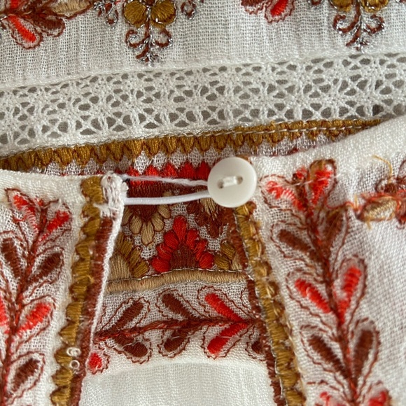 Free People Womens Sunrise Wanderer Mini Dress Large Floral Embroidered Boho - Picture 6 of 6